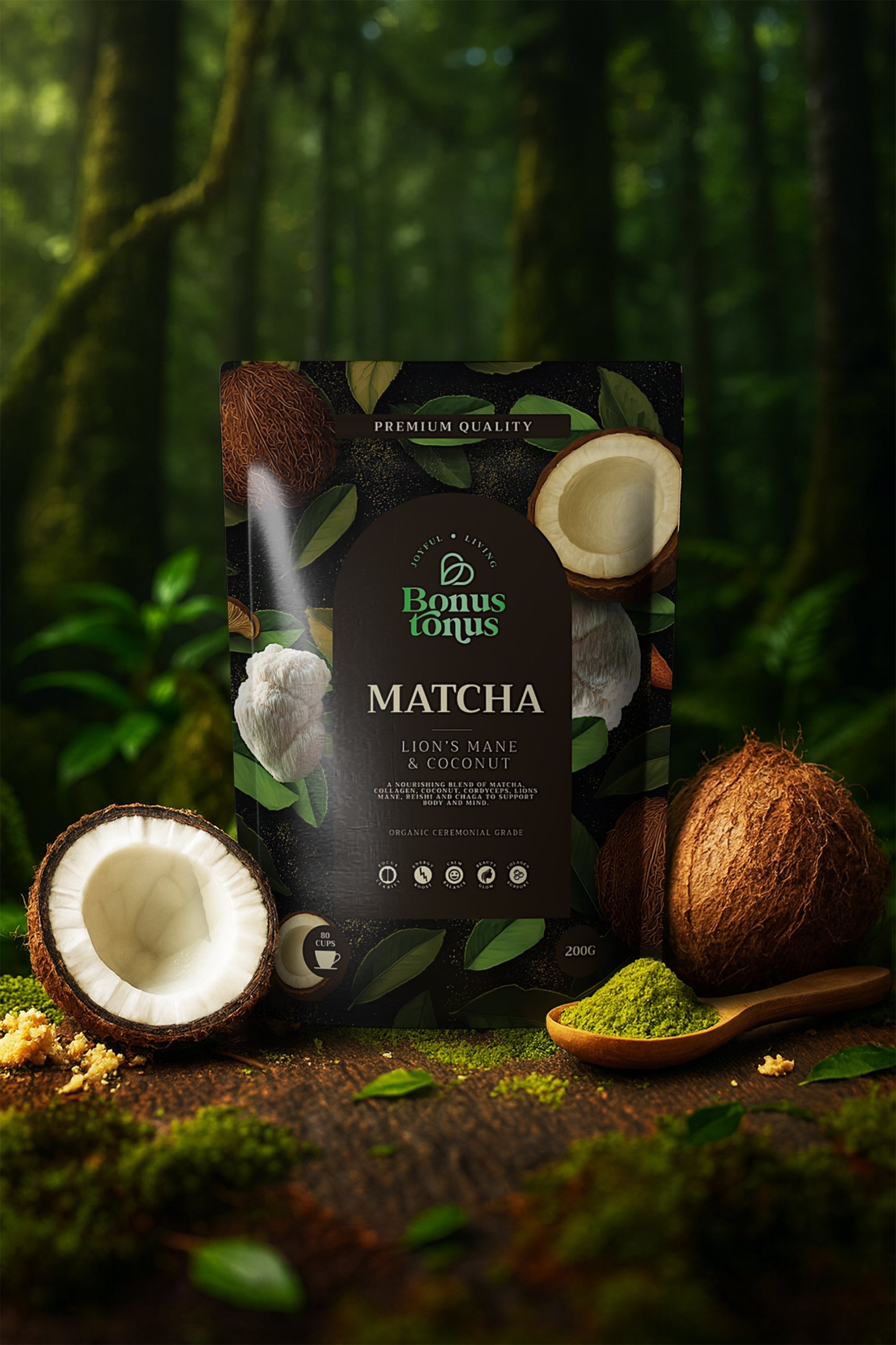 NAUJIENA! Matcha su kokosu ir liūto karčiu 4A 200GBONUS TONUS